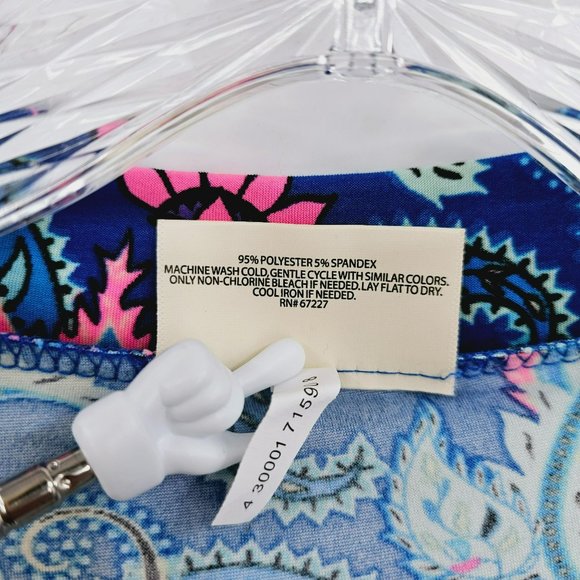 Bobbie Brooks Sleepwear Short Robe L Blue Pink Paisley Print Soft Tie Waist New - Picture 6 of 14